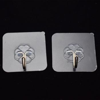 10Pcs Clear Adhesive Wall Hooks Waterproof Oilproof Reusable Seamless for Kitchen Bathroom Office