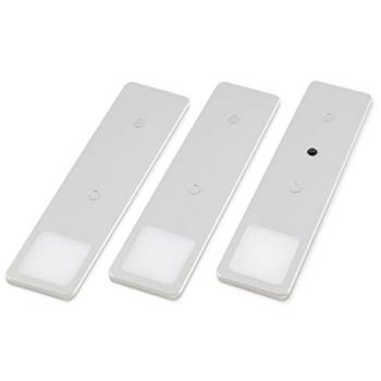 LED Unterbauleuchten Solid2, silbergrau, mechanischer Schalter, 3W, 200cm, 3er Set warmweiß