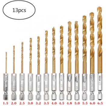13pcs High Speed Steel Titanium Coated Twist Drill Set
