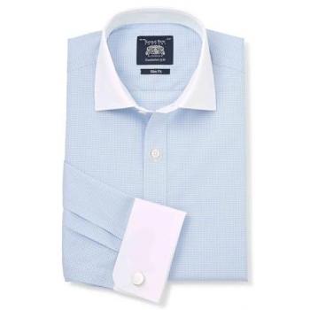 Savile Row Company Winchester Formelles Hemd in Blau mit Gingham-Muster