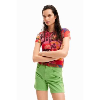 T-Shirt Patch Floral Desigual – Vermelho, P/Tamanho S