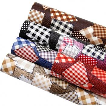 6Pcs 20*34cm Plaid Splice Synthetic Leather Set for DIY Projects