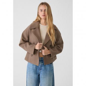Brown Short Double-Breasted Coat L