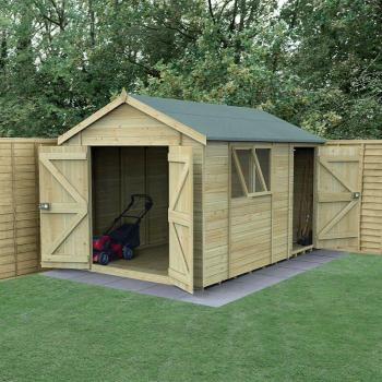 Forest Garden 12 x 8ft Timberdale Apex Shed with Pressure Treated Tongue & Groove Walls, Double Doors, and Windows