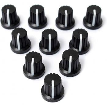 6mm Shaft Diameter Plastic Threaded Knurled Potentiometer Knobs - 10 Pieces