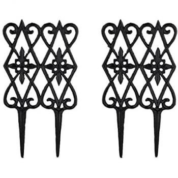 Relaxdays Push-In Flowerbed Border - 2 Piece Set, 36 x 17.5 cm, Black