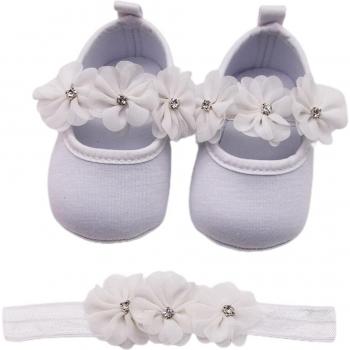 Soft Sole Mary Jane Flats and Headband Set for Babies