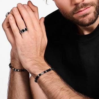 Anillo de plata con ónix negro y piedras oscuras Thomas Sabo