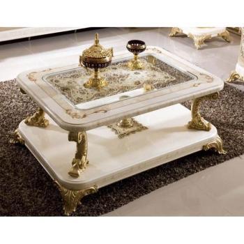 Prunkvoller Barock Tisch mit Glasplatte