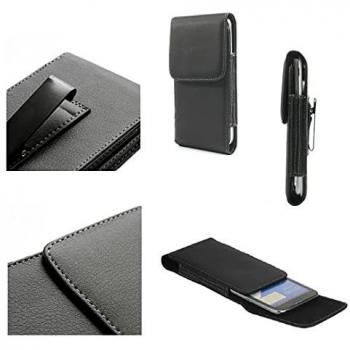 Funda Cinturón Vertical de Piel Sintética Premium con Clip Metálico para Wiko Y81 Global (2020) - Negra