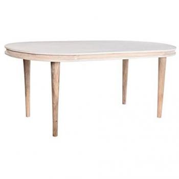 White & Gold Brass Dining Table by DKD, Mango Wood, 180x90x76 cm