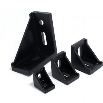 Connecteur d'angle en aluminium noir pour profilés industriels 2028 3030 3060 4040 4080