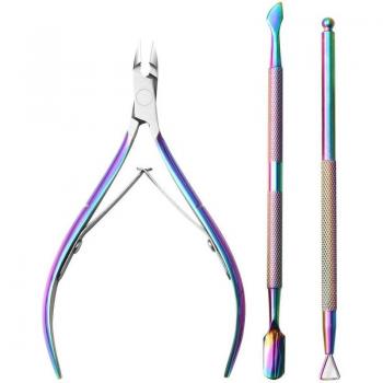 2pcs Stainless Steel Rainbow Cuticle Remover Scissors