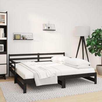 Sofá cama de pino negro extraíble 2x(90x190) cm