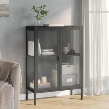Sideboard Black 75x35x105 cm Glass and Steel Vidaxl