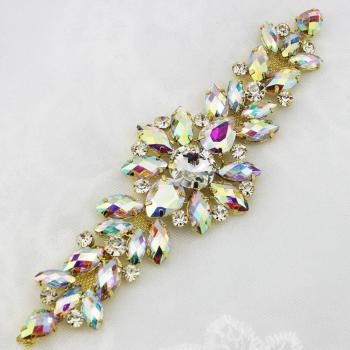 Patch Strass Doré 18.2x5.5 cm – Applique Couture