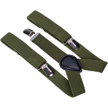 Kids Adjustable Brown Tan Leather Suspender and Bow Tie Set - 3 Clips