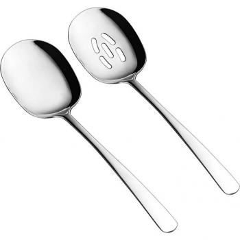 10-Inch Slotted Spoon and Serving Spoon Set, Silverware, Pack of 2