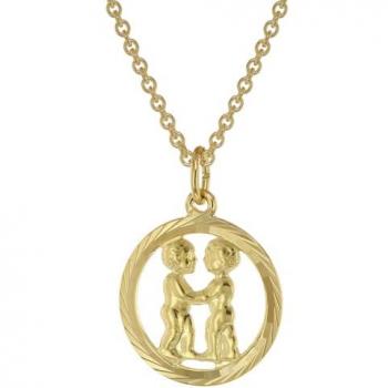 Trendor Kette mit Anhänger Sternzeichen Zwilling Gold 333 Anhänger Ø 16 mm +