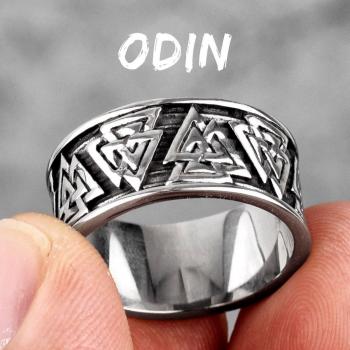 Odin Dreieck Ring Edelstahl für Männer – Wikinger Design
