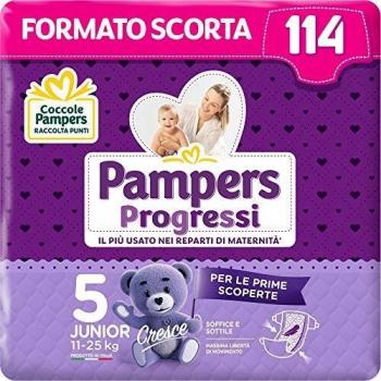 Pampers Progressi Junior, 114 Pannolini, Taglio 5 (11-25 Kg)