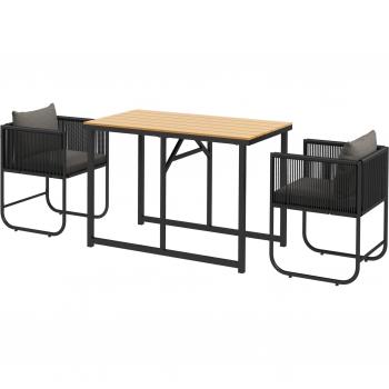 Set de Jardín 3 Piezas con Cojines y Mesa