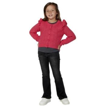 Cárdigan Tricot Fucsia “Koroshi” para Niña con Detalles de Volantes