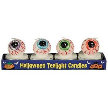 BLISTER 4 CANDELE A FORMA DI OCCHIO UMANO (BULBO DA 4,5CM) ARTICOLI DECORATIVI PER FESTE DI HALLOWEEN E PARTY VARI