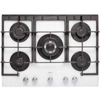 ELLECI PKCQ70296CS Linea Quadro Piano Cottura a Gas 5 Zone 1 Tripla Corona centrale Griglie in ghisa 70 cm Bianco Assoluto