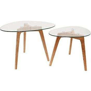 Set de 2 tables gigognes galet en verre - 60 x 45 x 43 cm