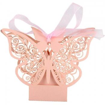 Cajas de Dulces Mariposa Rosa - 50 Unidades