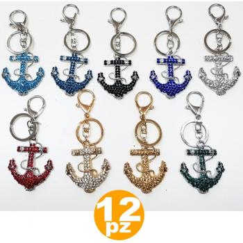 Llavero Ancla Marítimo - 12 Colores con Glitter para Fiestas