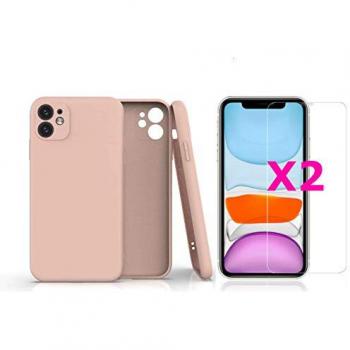 Coque en silicone rose pour iPhone 11 avec protection photo & écran