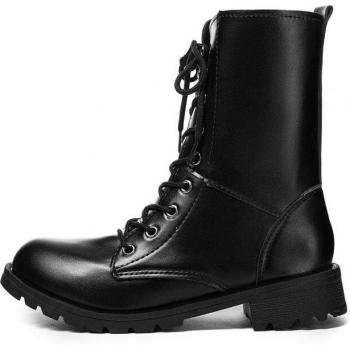 Large Size Women's Comfortable Black Leather Ankle Boots