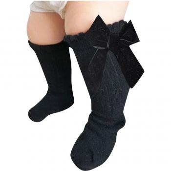 Calcetín Infantil con Encaje y Pajarita hasta la Rodilla