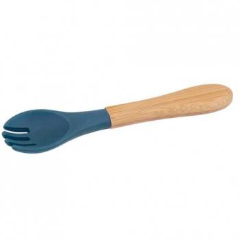 Bamboo Baby Weaning Fork with Silicone Tip - By Tiny Dining - Navy Blue