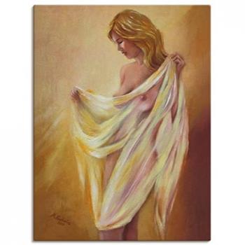 Wandbild ARTLAND Akt mit Tuch Bilder Gr. B/H: 45cm x 60cm, Leinwandbild Frau Hochformat