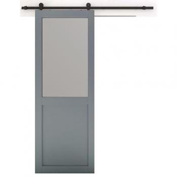Puerta Corredera Athena Atelier Gris Claro 73 cm con Rail de Acero Negro y 2 Coquillas