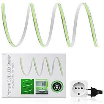 Premium 24V COB LED Streifen IP65 grün SET Netzteil 1-7m 72W