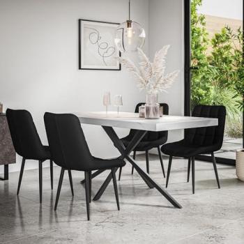 White Marble & Black Leg Bistro Set