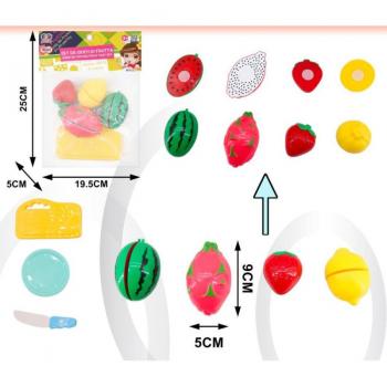 Set di Cucina Frutta con Tagliere e Coltello Giocattolo per Bambini 3+