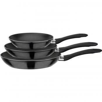 Nova 3‑Teller-Pfannen-Set GSW – schwarz, Aluminium & Kunststoff
