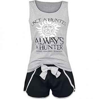 Pijama Once A Hunter Always A Hunter para Mujer - Supernatural - Gris Claro Jaspeado/Negro S