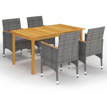 Set Mobili da Pranzo per Esterno 5 pz Grigio