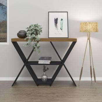 Seconique Naples Console Table (Black, Oak Effect)