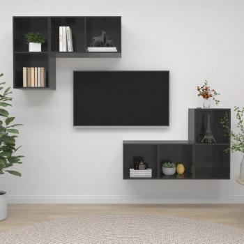 Ebern Designs High Gloss Grey TV Stand for 88 TVs