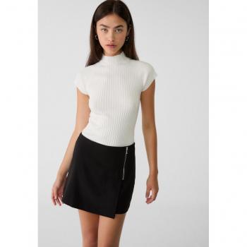 Stradivarius Black Wrap Skort with Zip Size XS