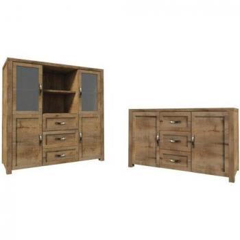 Handgefertigtes Holzsideboard im Landhausstil - 2-teiliges Set