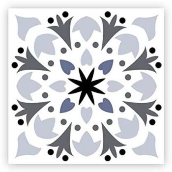 Lot de 6 stickers décoratifs carreaux de ciment gris 15 x 15 cm