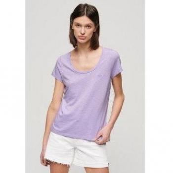 Lila U-Ausschnitt T-Shirt für Frauen von Superdry